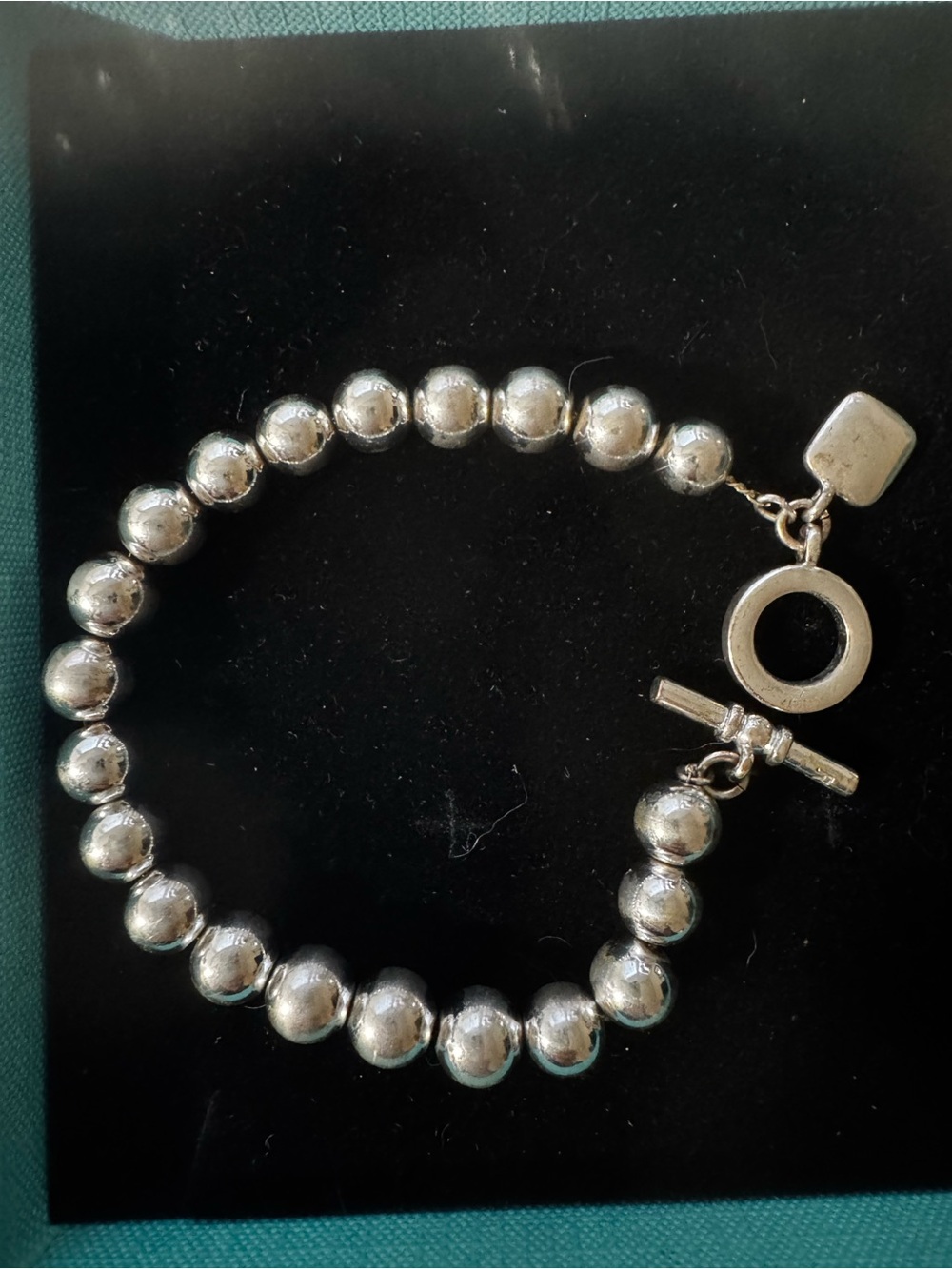 Ralph Lauren Silver Beaded Toggle Bracelet
